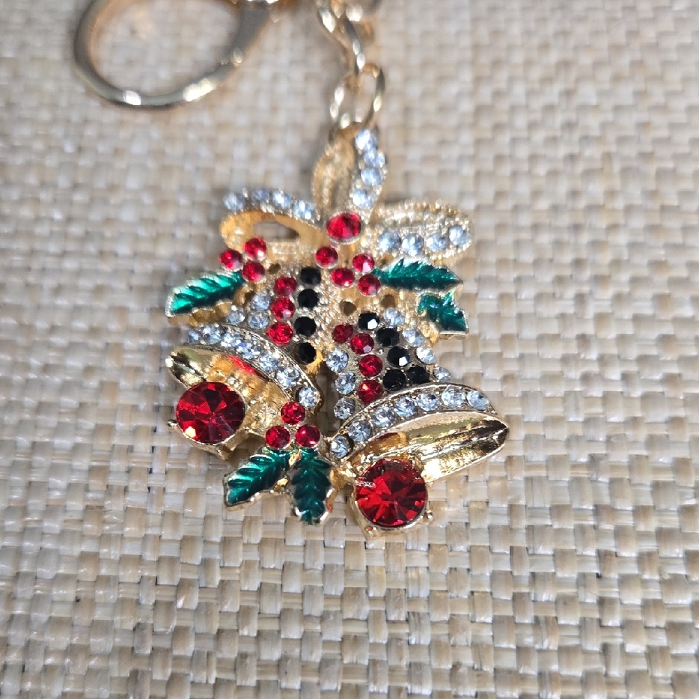 Elegant Gold and Red Key Chain Bag Charm